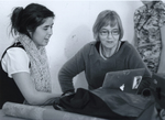 Martie Holmer, interacting with a student by Experimental and Foundation Studies Division and Martie Holmer