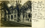 Waterman Postcard Image 1, postcard image of Waterman Building with note by Experimental and Foundation Studies Department