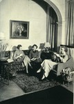 Wome's dorm interior with knitting students, RISD yearbook 1936 by Experimental and Foundation Studies Department