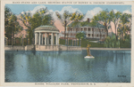 Band Stand and lake Showing Statue of Bowen R. Church (Cornetist). At Roger Williams Park, Providence, RI by Berger Brothers, Providence, RI: publisher; Visual + Material Resources; and Fleet Library